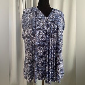 Blue Patterned Women's Top Lane Bryant 22/24 3X